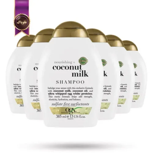 6 عدد شامپو مو او جی ایکس OGX مدل شیر نارگیل coconut milk حجم 385 میلی لیتر (اورجینال)