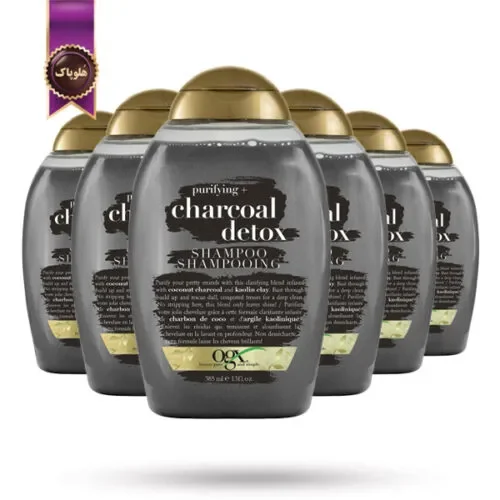 6 عدد شامپو مو او جی ایکس OGX مدل سم زدایی زغال Charcoal detox حجم 385 میلی لیتر (اورجینال)