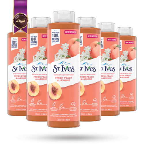 6 عدد شامپو بدن سنت ایوز St.Ives مدل هلو و یاس تازه Fresh peach & jasmine حجم 650 میلی لیتر