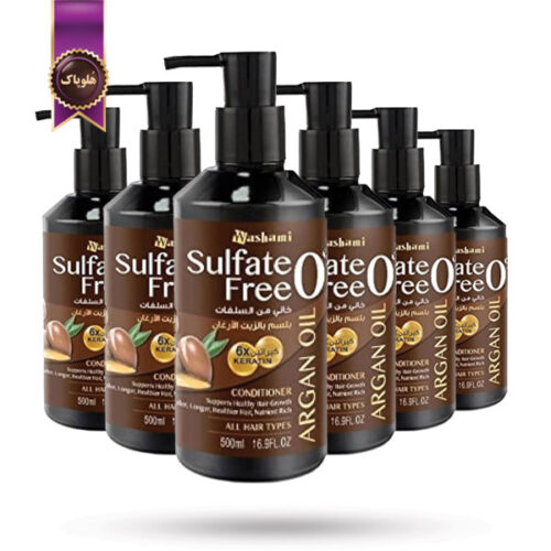 6 عدد شامپو مو واشامی washami مدل بدون سولفات آرگان sulfate free argan حجم 500 میلی لیتر