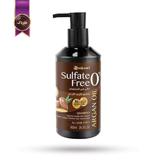 شامپو مو واشامی washami مدل بدون سولفات آرگان sulfate free argan حجم 800 میلی لیتر