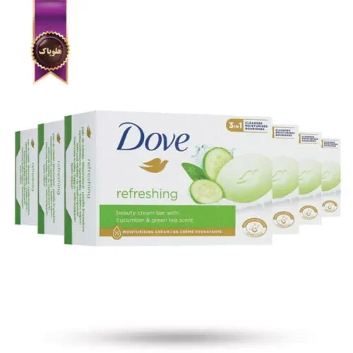 6 عدد صابون داو dove مدل عصاره خیار و چای سبز refreshing وزن 135 گرم (اورجینال)