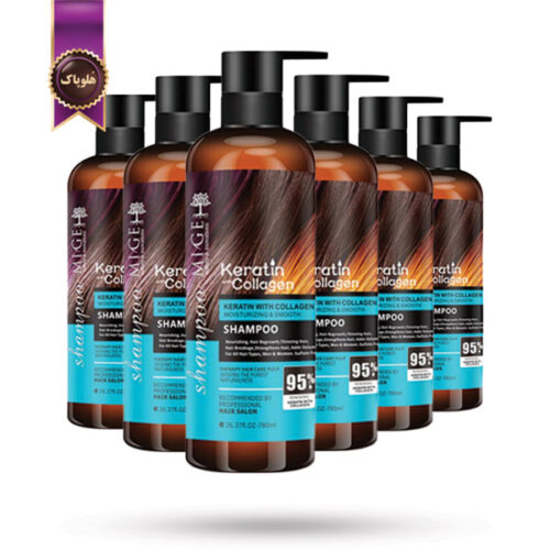 6 عدد شامپو مو میگ Mige مدل کراتین و کلاژن Keratin & Collagen حجم 780 میلی لیتر