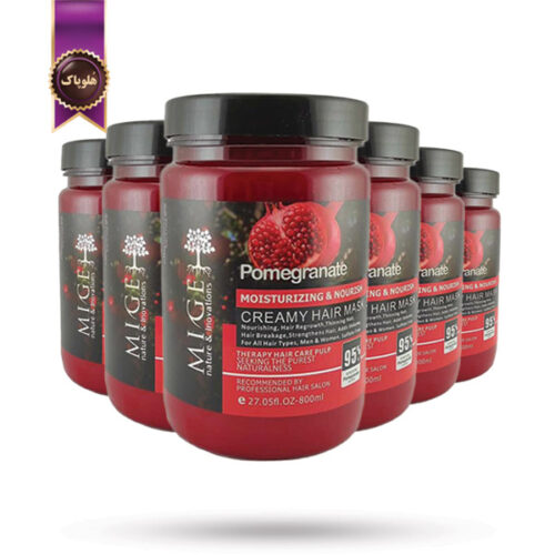 6 عددماسک مو میگ mige مدل انار Pomegranate حجم 800 میلی لیتر (اورجینال)