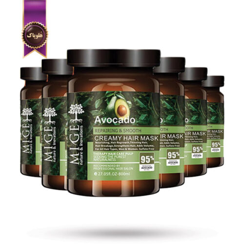 6 عدد ماسک مو میگ mige مدل آووکادو Avocado حجم 800 میلی لیتر