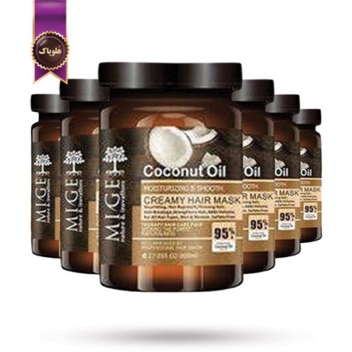 6 عدد ماسک مو میگ mige مدل روغن نارگیل Coconut Oil حجم 800 میلی لیتر