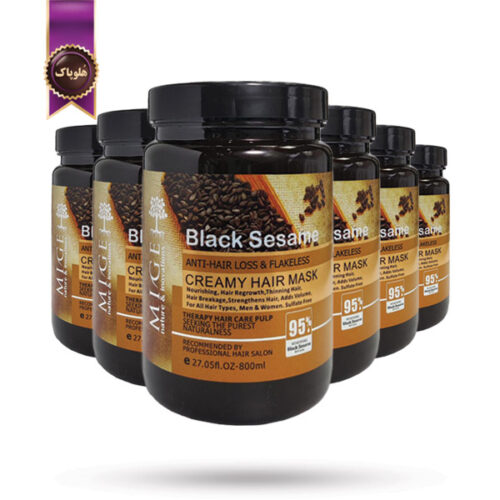 6 عدد ماسک مو میگ mige مدل کنجد سیاه Black Sesame حجم 800 میلی لیتر