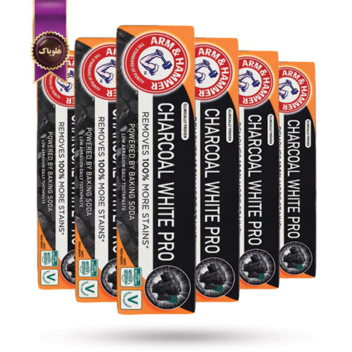 12 عدد خمیر دندان آرم اند همر Arm & Hammer مدل سفیدکننده حرفه‌ای با زغال Charcoal White Pro حجم 75 میلی‌لیتر (اورجینال)