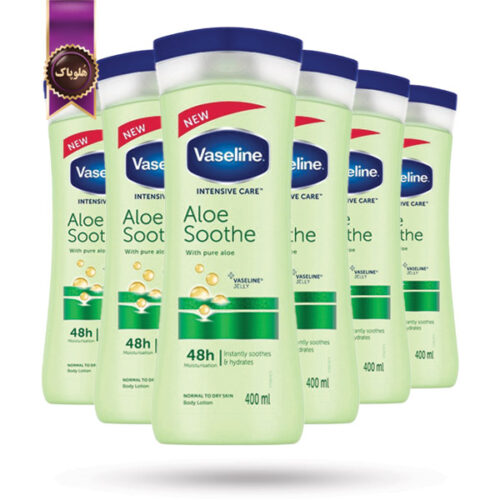 6 عدد لوسیون بدن وازلین Vaseline مدل آلوئه‌ ورا تسکین‌ دهنده Aloe Soothe حجم 400 میلی لیتر(اورجینال)