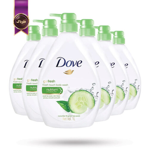 6 عدد شامپو بدن داو Dove مدل عصاره خیار و چای سبز Cucumber & Green Tea حجم 1 لیتر (اورجینال)