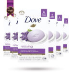 6 بسته صابون داو dove مدل رایحه‌ اسطوخودوس و بابونه Relaxing پک 6تایی (اورجینال)