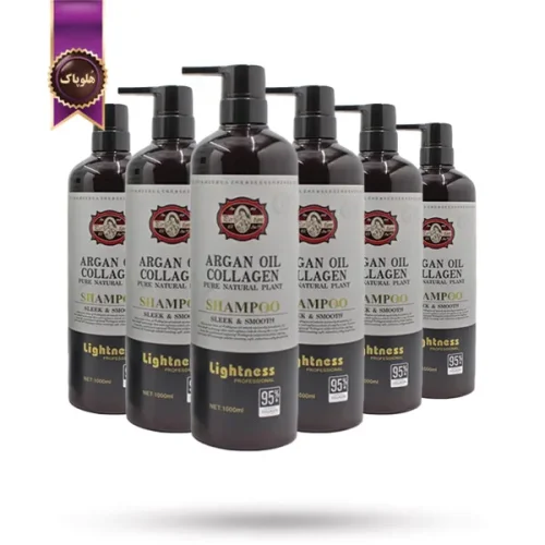 6 عدد شامپو مو لایتنس Lightness مدل روغن آرگان و کلاژن Argan Oil Collagen حجم 1000 میلی لیتر (اورجینال)