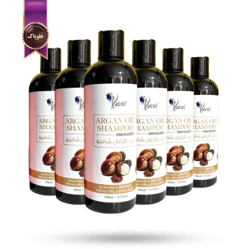 6 عدد شامپو مو کاترین Katrin مدل روغن آرگان بدون سولفات Argan Oil حجم 500 میلی لیتر (اورجینال)