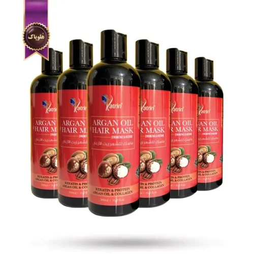 6 عدد ماسک مو کاترین Katrin مدل روغن آرگان بدون سولفات Argan Oil حجم 500 میلی لیتر (اورجینال)