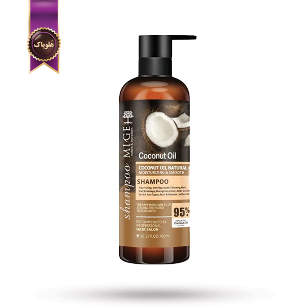 شامپو مو میگ Mige مدل فری سولفات روغن نارگیل Coconut oil حجم 780 میلی لیتر (اورجینال)