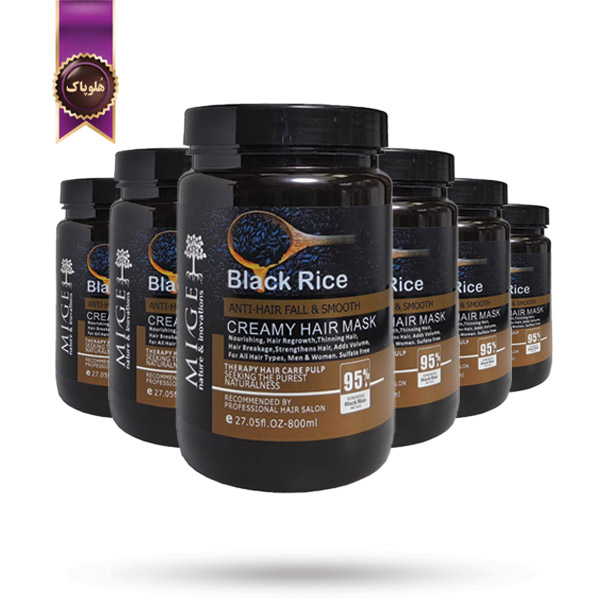 6 عدد ماسک مو میگ mige مدل برنج سیاه Black Rice حجم 800 میلی لیتر (اورجینال)