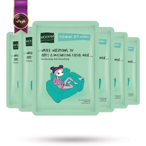 6 عدد ماسک صورت ورقه‌ ای مویام MOOYAM مدل هیالورونیک اسید و ویتامین ای Hyaluronic Acid Vitamin E پک 1 عددی (اورجینال)