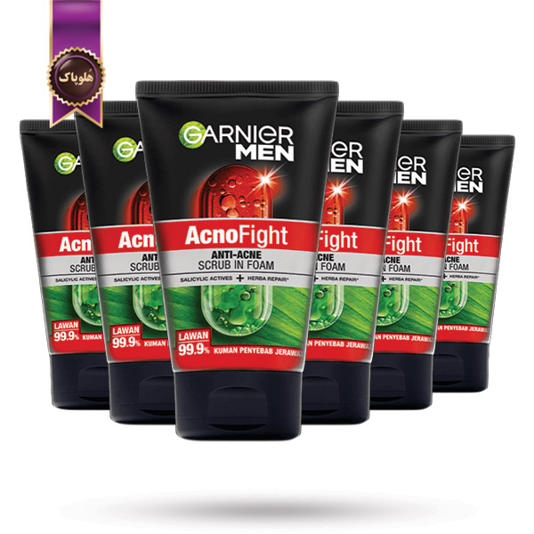 6 عدد اسکراب فومی صورت مردانه گارنیر Garnier Men مدل آکنو فایت Acno Fight حجم 100 میلی لیتر (اورجینال)