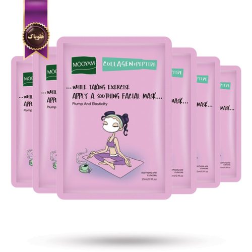 6 عدد ماسک صورت ورقه‌ ای مویام MOOYAM مدل کلاژن و پپتید Collagen Peptide پک 1 عددی (اورجینال)
