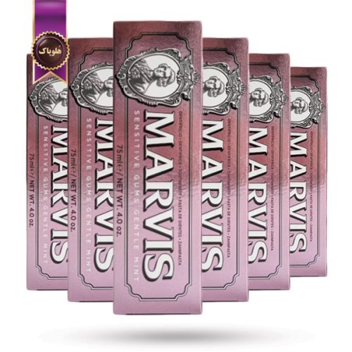 12 عدد خمیر دندان مارویس MARVIS مدل مخصوص لثه‌ های حساس با طعم نعناع Sensitive Gums Gentle Mint حجم 75 میلی‌ لیتر (اورجینال)