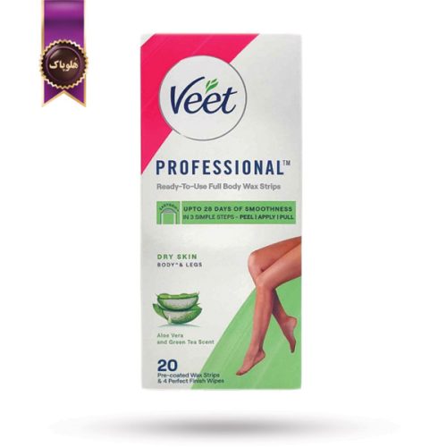 نوار موبر ویت Veet مدل رایحه آلوئه‌ ورا و چای سبز Aloe vera and green tea پک 20 تایی (اورجینال)