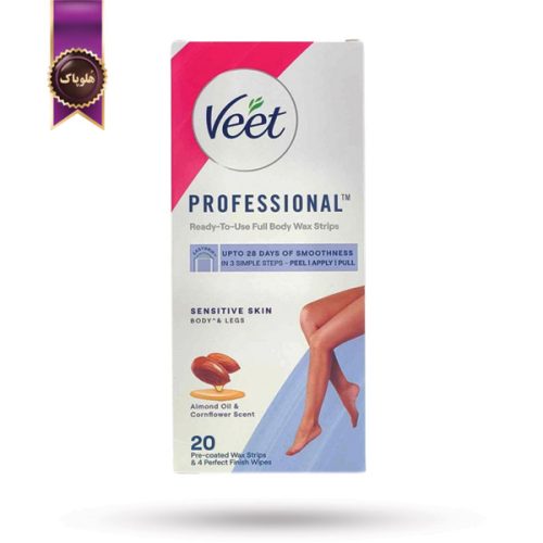 نوار موبر ویت Veet مدل رایحه روغن بادام و گل گندم Almond oil and cornflower پک 20 تایی (اورجینال)