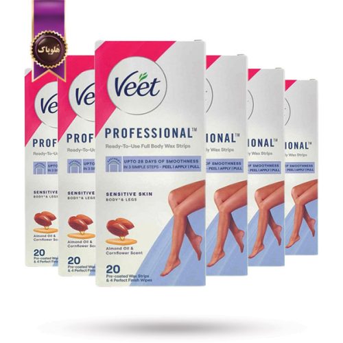 6 بسته نوار موبر ویت Veet مدل رایحه روغن بادام و گل گندم Almond oil and cornflower پک 20 تایی (اورجینال)