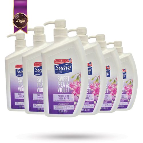 6 عدد شامپو بدن سواو Suave مدل گل دانه‌ ای و بنفشه Sweet Pea & Violet حجم 1 لیتر (اورجینال)