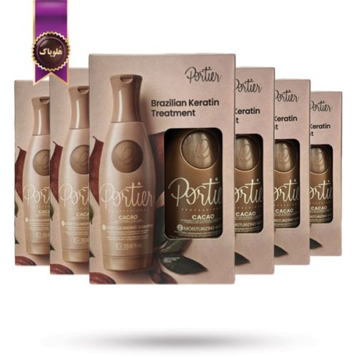 6 بسته کراتین مو پورتیر Portier مدل عصاره کاکائو Cacao حجم 1000 میلی لیتر پک 2 تایی (اورجینال)