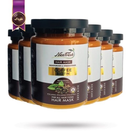 6 عدد ماسک مو نایس فرش NICE FRESH مدل قهوه و بیوتین Coffee Biotin حجم 1000 میلی لیتر (اورجینال)