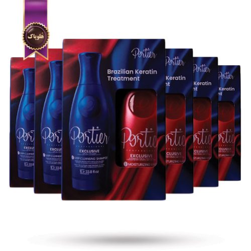 6 بسته کراتین مو پورتیر Portier مدل حرفه‌ ای Exclusive حجم 1000 میلی لیتر پک 2 تایی (اورجینال)