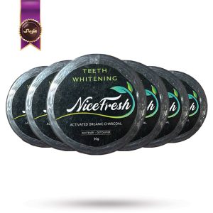 6 عدد پودر سفید کننده دندان نایس فرش NICE FRESH مدل زغال فعال ارگانیک Activated Organic Charcoal وزن 30 گرم (اورجینال)