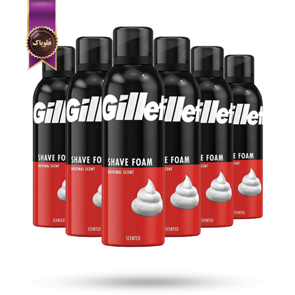 6 عدد فوم اصلاح مردانه ژیلت Gillette مدل رایحه کلاسیک Original Scent حجم 300 میلی‌لیتر (اورجینال)