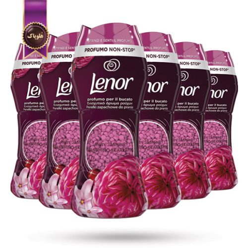 6 عدد دانه خوشبوکننده لباس لنور Lenor رایحه یاس سرخ و میوه‌ای Ruby Jasmine وزن 210 گرم (اورجینال)
