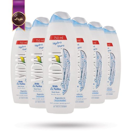 6 عدد شامپو بدن ژلی ویدال Vidal حاوی آب میسلار Micellar Water حجم 750 میلی لیتر (اورجینال)