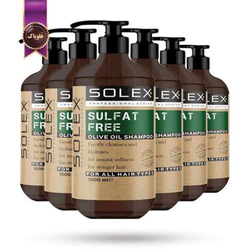 6 عدد شامپو بدون سولفات سولکس Solex مدل حاوی روغن زیتون Olive Oil حجم 1000 میلی لیتر (اورجینال)