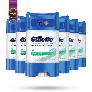 6 عدد دئودورانت ژلی ضدتعریق مردانه ژیلت Gillette مدل عصاره آلوئه ورا Aloe scent حجم 70 میلی‌ لیتر (اورجینال)