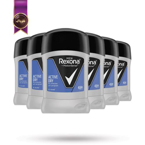 6 عدد مام صابونی مردانه رکسونا Rexona مدل اکتیو درای Active Dry حجم 50 میلی‌ لیتر (اورجینال)