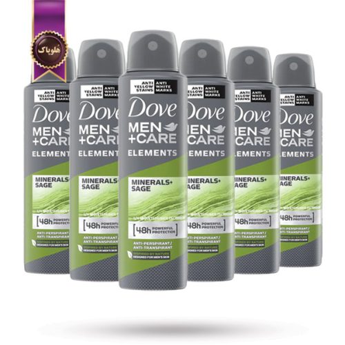 6 عدد اسپری دئودورانت ضد تعریق مردانه داو Dove Men+Care مدل مواد معدنی و مریم‌گلی Minerals + Sage حجم 250 میلی لیتر (اورجینال)