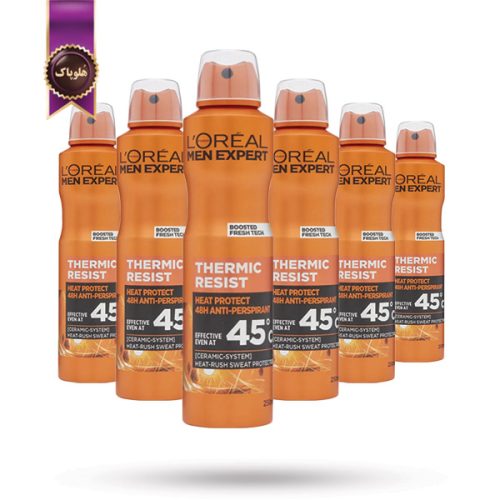 6 عدد اسپری ضد تعریق مردانه لورآل Loreal مدل مقاوم در برابر گرما Thermic Resist حجم 250 میلی لیتر (اورجینال)