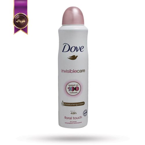 اسپری دئودورانت ضد تعریق زنانه داو Dove مدل محافظت نامرئی روی 100 رنگ لباس Invisible Care حجم 250 میلی لیتر (اورجینال)