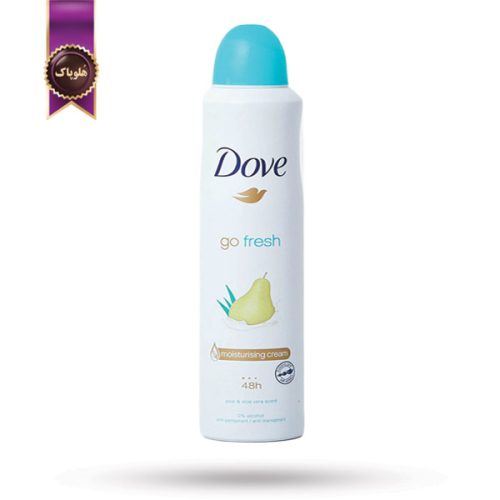 اسپری دئودورانت ضد تعریق زنانه داو Dove مدل رایحه گلابی و آلوئه‌ورا Go Fresh حجم 250 میلی لیتر (اورجینال)
