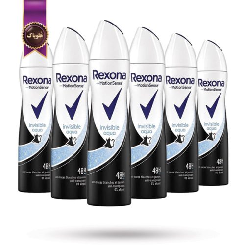 6 عدد اسپری دئودورانت ضد تعریق زنانه رکسونا Rexona مدل اینویزیبل آکووا Invisible Aqua حجم 200 میلی لیتر (اورجینال)