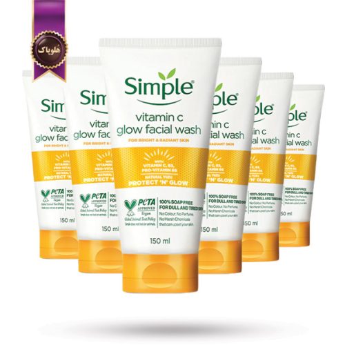 6 عدد ژل شستشوی صورت سیمپل Simple مدل ویتامین سی Vitamin C حجم 150 میلی‌ لیتر (اورجینال)