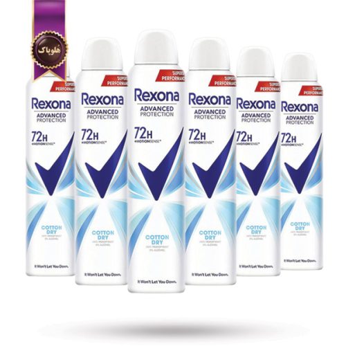 6 عدد اسپری دئودورانت ضد تعریق زنانه رکسونا Rexona مدل کاتن درای Cotton Dry حجم 200 میلی لیتر (اورجینال)