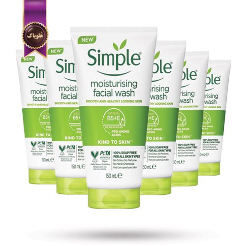 6 عدد شستشوی صورت سیمپل Simple مدل مرطوب‌ کننده و آبرسان Moisturising حجم 150 میلی‌ لیتر (اورجینال)