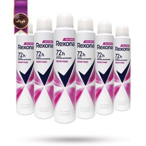 6 عدد اسپری دئودورانت ضد تعریق زنانه رکسونا Rexona مدل هماهنگ با ریتم طبیعی بدن Biorhythm حجم 200 میلی لیتر (اورجینال)