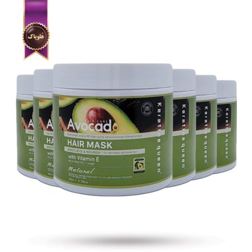 6 عدد ماسک مو کراتین کویین Keratine Queen مدل آووکادو و ویتامین ای Avocado & VITAMINA E حجم 800 میلی لیتر (اورجینال)