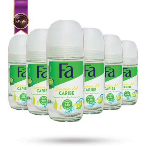 6 عدد مام رول ضد تعریق فا Fa مدل لیمو کارائیب Caribe Lemon حجم 50 میلی لیتر (اورجینال)