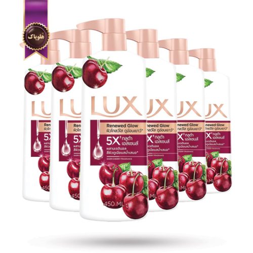 6 عدد ژل شستشوی بدن لوکس LUX مدل عصاره گیلاس Renewed Glow حجم 450 میلی لیتر (اورجینال)